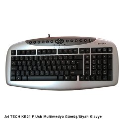 A4 TECH KB21 F Usb Multimedya Gümüş/Siyah Klavye