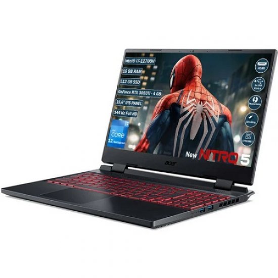 ACER Nitro 5 i7 12700H 16GB 512GB SSD 15.6  FHD IPS 4GB RTX3050Ti Free DOS Taşınabilir Oyun Bilgisayarı HC