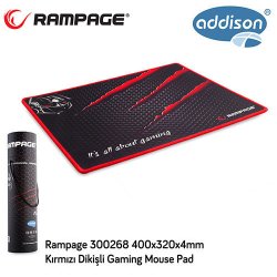 Addison Rampage 300268 400x320x4mm Gaming Mouse Pad Kırmızı Dikişli