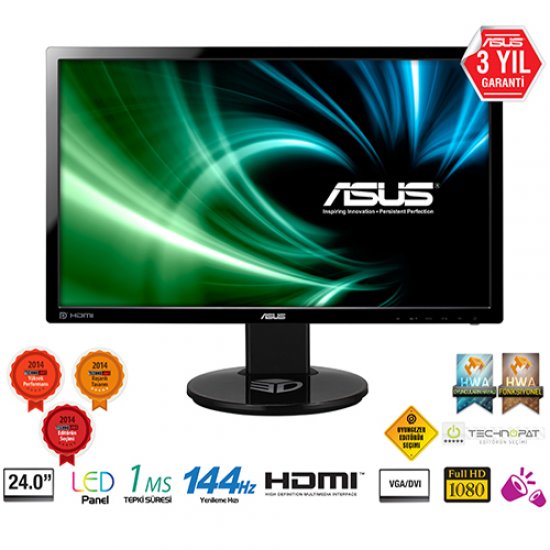 ASUS 24 VG248QE 1Ms M.M DVI+HDMI Full HD Led Monitör Siyah ASUS 24 VG248QE 1Ms M.M DVI+HDMI Full HD Led Monitör Siyah