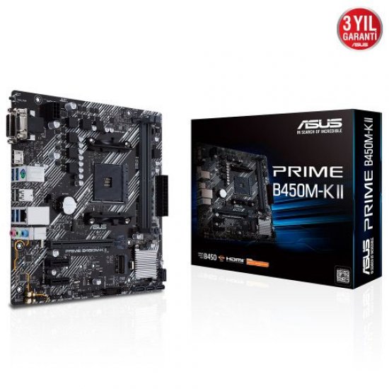 ASUS AMD PRIME B450M-K II B450 DDR4 4400(OC) DVI VGA HDMI GLAN AM4 M.2 USB 3.2 Gen1, Gen2