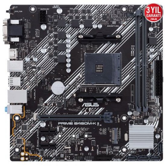 ASUS AMD PRIME B450M-K II B450 DDR4 4400(OC) DVI VGA HDMI GLAN AM4 M.2 USB 3.2 Gen1, Gen2