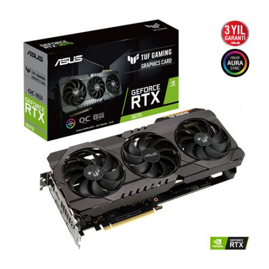 ASUS Nvidia 8GB RTX3070 TUF GDDR6 256 Bit TUF-RTX3070-O8G-GAMING 2xHDMI 3xDP