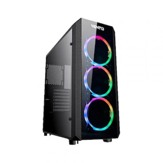 ASUS VENTO VG04F PSU Yok 3*RGB Fan + Uzakdan Kumanda Siyah Atx Gaming Kasa Temper Cam