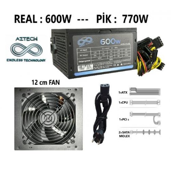 AZTECH Royal AZTB01 600W OFİS TİPİ PC KASASI SIYAH