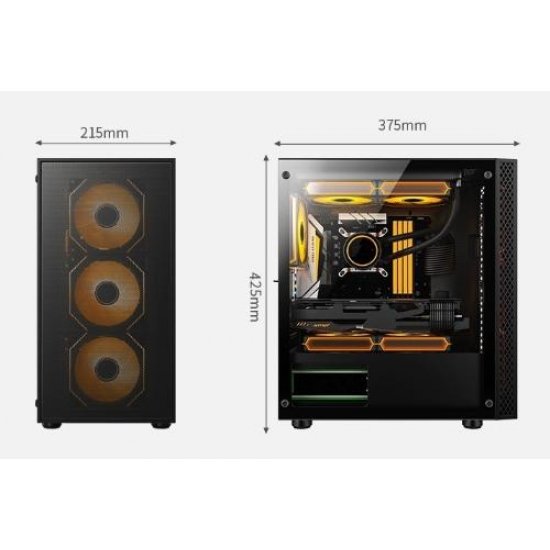 AZTECH SKY LINE AZT302B 600W TEMPERLİ CAM+MESH 4XRGB FAN+USB3.0 GAMING KASA SIYAH