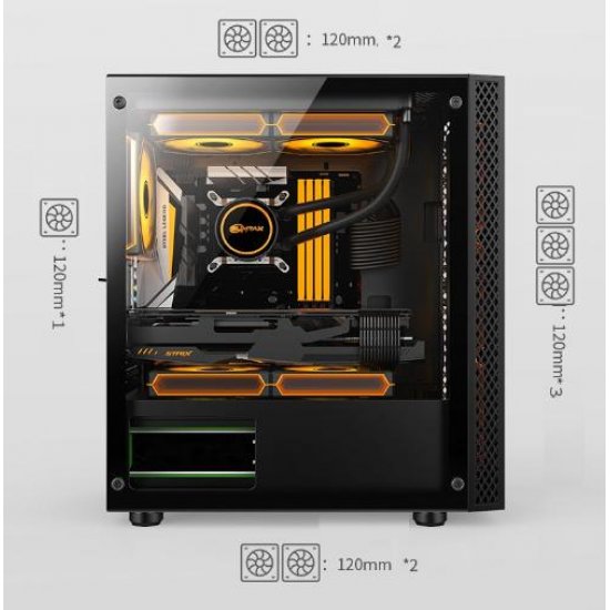 AZTECH SKY LINE AZT302B 600W TEMPERLİ CAM+MESH 4XRGB FAN+USB3.0 GAMING KASA SIYAH