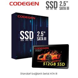 CODEGEN CDG-512GB-SSD25 2.5 512GB SSD SATA3 500MB-450MB/S 7mm