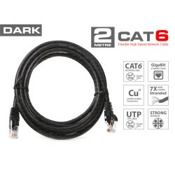 DARK DK-CB-NT6U200B Cat6 Utp ( 2 Metre ) %100 Bakır Siyah Patch Kablo