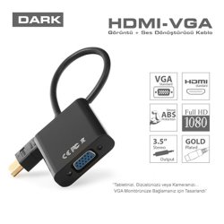DARK DK-HD-AHDMIXVGA3 HDMI To VGA + Ses Aktif Dijital - Analog Dönüştürücü