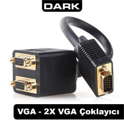 Dark DK-HD-AVGAX2VGA Adaptör VGA Erkek - 2xVGA Dişi Aktif Dönüştürücü