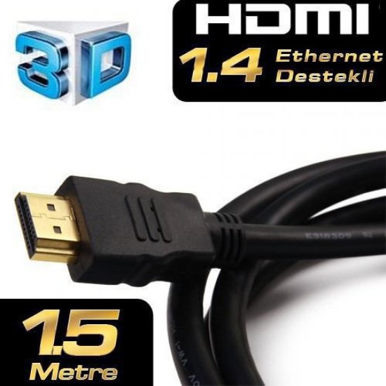 DARK DK-HD-CV14L150A90 Hdmi to Hdmi ( 1.5 Metre ) v1.4 Dual Molding Altın Uç 4K / 3D Ağ Destekli Kılıflı Görüntü Kablosu