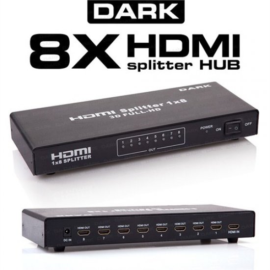 Dark DK-HD-SP8X1 1 GİRİŞ-8 ÇIKIŞ SİNYAL ÇOKLAYICI HDMI