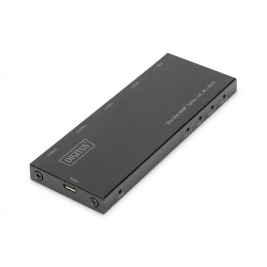 Digitus DS-45323 VPR 1-0 Ultra Slim Çoklayıcı, 1x4, 4K/60Hz, HDR, HDCP 2.2, 18 Gbps 40 metre, altın kaplama