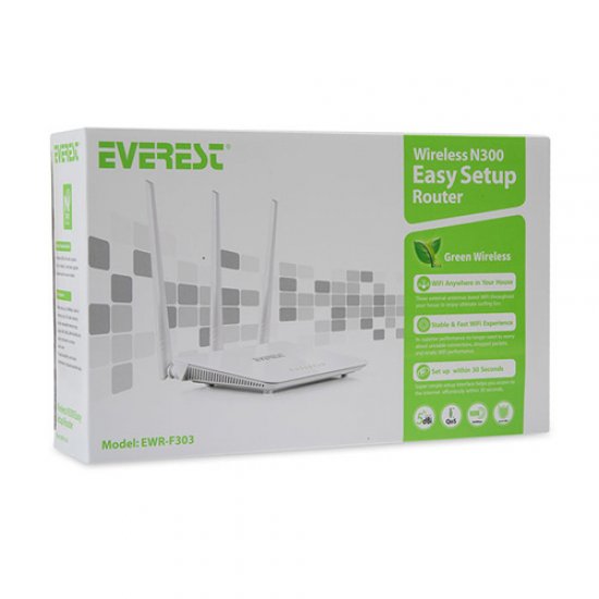 EVEREST EWR-F303 1Wan + 3Lan 2.4GHz 300Mbps Repeater Access Point / Router 3xAnten