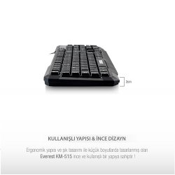 EVEREST KM-515 Q Usb Siyah Combo Standart Klavye/Mouse Set