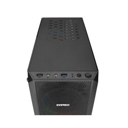 EVEREST X-MESH 500W Siyah 1 x USB 2.0, 1 x USB 3.0, 4 Adet Rainbow Fanlı Kasa