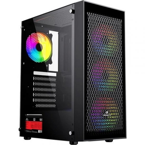 GAMEBOOSTER GB-PW909B 550W 80+ Mesh Panel Siyah RGB Fan + Temperli Cam Mid Tower Gaming Kasa GAMEBOOSTER GB-PW909B 550W 80+ Mesh Panel Siyah RGB Fan + Temperli Cam Mid Tower Gaming Kasa