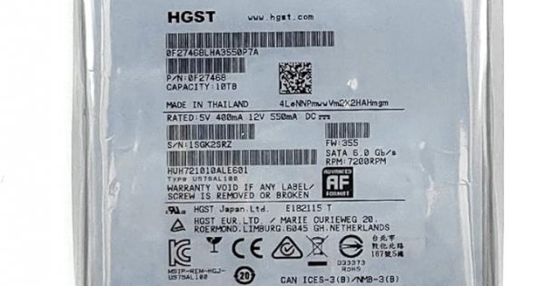 HGST Ultrastar He10 HUH721010ALE604 - 0F27473 - 512e - 2,5 M MTBF - 10 TB SATA 6,0 Gbit/s 7200 U HGST Ultrastar He10 HUH721010ALE604 - 0F27473 - 512e - 2,5 M MTBF - 10 TB SATA 6,0 Gbit/s 7200 U