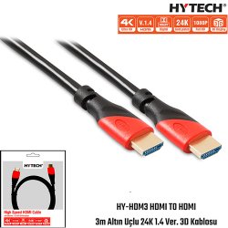 Hytech HY-HDM3 HDMI to HDMI ( 3 Metre ) 24K 1.4 Ver. 3D Altın Uç Görüntü Kablosu