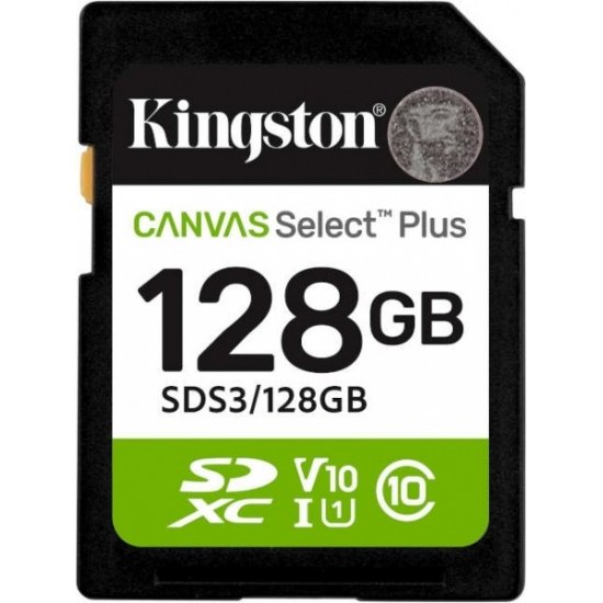 KINGSTON 128GB Canvas Select Plus Gen3 SDXC UHS-I U1 V10 150MB/s C10 SDS3/128GB