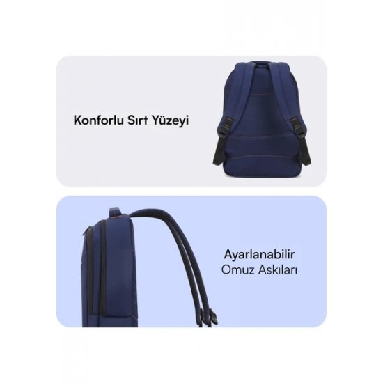 MACK MCC-006BL 15,6 Lacivert Notebook Sırt Çantası OFFICE USB GIRIŞLI