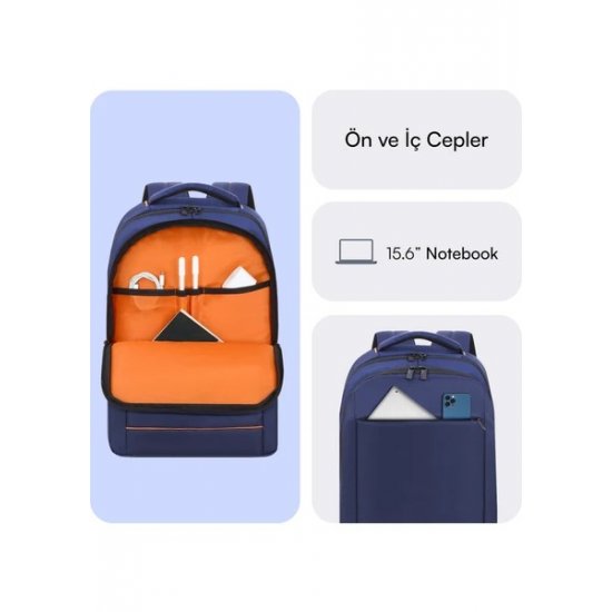 MACK MCC-006BL 15,6 Lacivert Notebook Sırt Çantası OFFICE USB GIRIŞLI