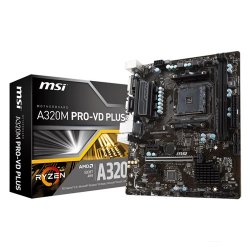 MSI AMD A320M PRO-VD PLUS A320 DDR4 3200(OC) DVI VGA GLAN AM4 USB 3.1 mATX