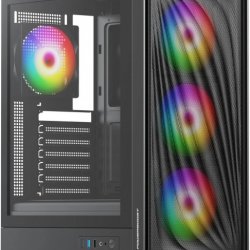 POWERBOOST PB-A5065B 650W 80+ BRONZE MESH ÖN PANEL 4XARGB FAN+USB3.0 GAMING ATX KASA SIYAH