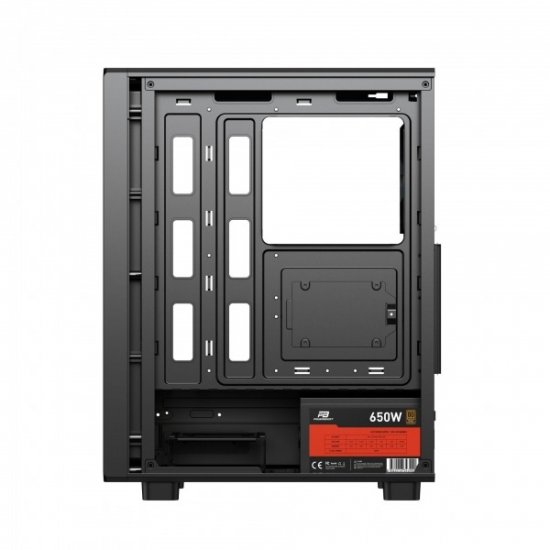POWERBOOST PB-A5065B 650W 80+ BRONZE MESH ÖN PANEL 4XARGB FAN+USB3.0 GAMING ATX KASA SIYAH
