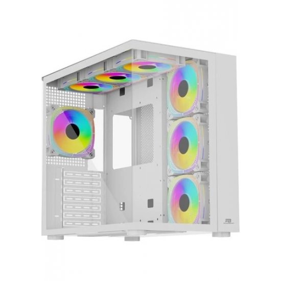 POWERBOOST PB-SS02W SEA VIEW JBST-PBSS02W USB 3.0 Mesh Beyaz 7X12CM RGB FAN GAMING ATX KASA