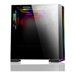 PowerBoost VK-G3906S PSU Yok Siyah Rainbow RGB Fan Strip Mid Tower Gaming Kasa