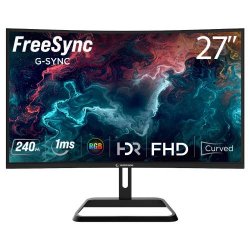 RAMPAGE 27 XYRA XR27C240F VA FREESYNC+RGB R1500 1Ms 240Hz HDMI+DP PIVOT CURVED GAMING MONITOR