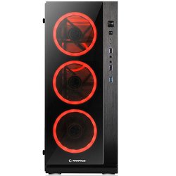 RAMPAGE CARISMA-V1 PSU Yok Mid Tower Gaming Kasa Kırmızı Led Fanlı Pencereli