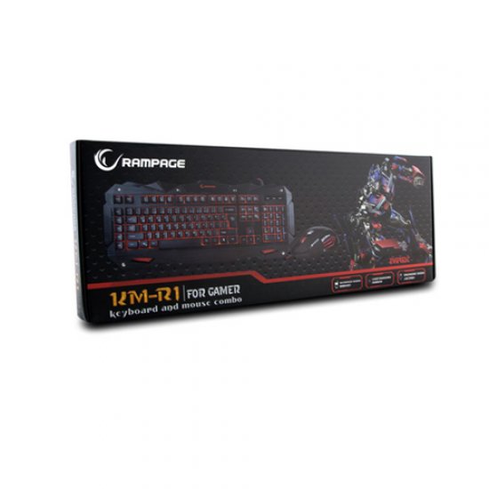 Rampage KM-R1 Q Usb Siyah Kablolu Multimedya Gaming Klavye Mouse Set 3 Farklı Ledli Makrolu Gaming 111 Tuşlu Klavye