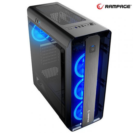 RAMPAGE Prestige Gaming Kasa PFC Siyah 4x Led+12cm Led Fanlı