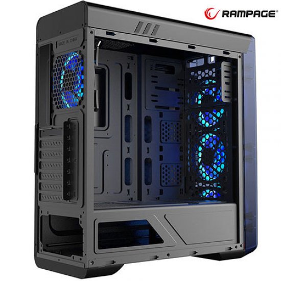 RAMPAGE Prestige Gaming Kasa PFC Siyah 4x Led+12cm Led Fanlı