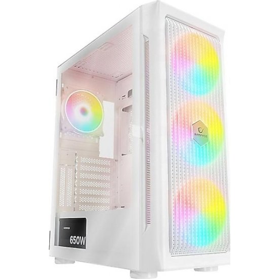RAMPAGE PROLIX 650W 80+ Mesh Panel Temper Camlı + Argb Fanlı GAMING ATX KASA BEYAZ