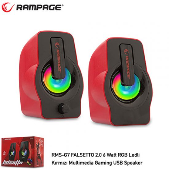 RAMPAGE RMS-G7 FALSETTO 1+1 6 W USB 5V RGB LEDLI Kırmızı Hoparlör RAMPAGE RMS-G7 FALSETTO 1+1 6 W USB 5V RGB LEDLI Kırmızı Hoparlör