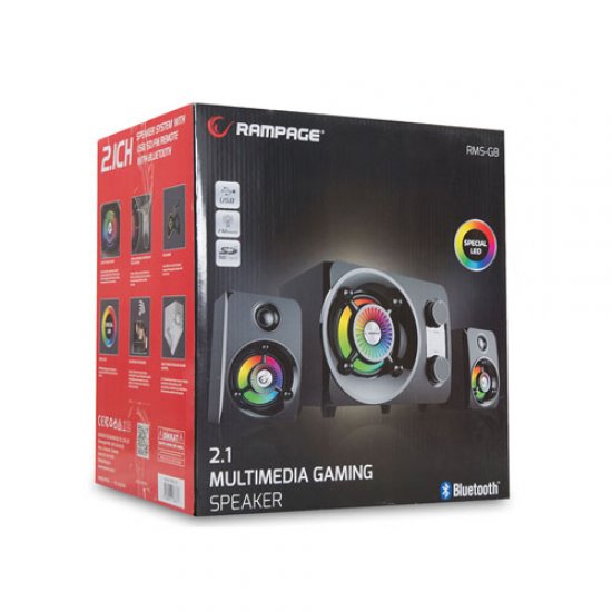 RAMPAGE RMS-G8 2+1 25W RMS Usb+SD+FM Bluetooth Siyah Multimedia Speaker RAMPAGE RMS-G8 2+1 25W RMS Usb+SD+FM Bluetooth Siyah Multimedia Speaker