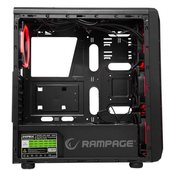 RAMPAGE Shadow HD Audio 600W Pencereli Siyah 4x120mm Led Fan Gaming Kasa