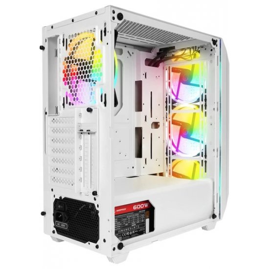 RAMPAGE ZUKO 600W 80+ Mesh Panel 4x RAINBOW 14CM FANLI GAMING ATX KASA BEYAZ