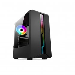 REVENGE SPIRIT 400W TEMPERLI CAM SIYAH Rainbow RGB Fan Atx Kasa