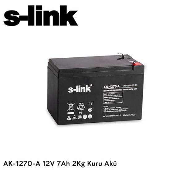 S-LINK AK-1270A 12V 7 Ah 2kg kuru Akü