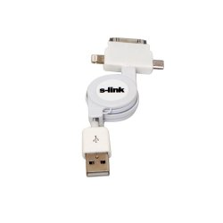S-LINK IP-544 İphone 4 ve 5 İpad Micro Usb Beyaz Şarj Kablosu