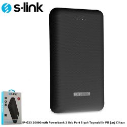 S-LINK IP-G23 20000mAh Powerbank 2 Usb Port Siyah Taşınabilir Pil Şarj Cihazı