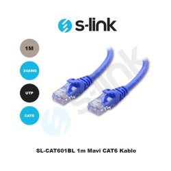 S-LINK SL-CAT601BL Cat6 Utp ( 1 Metre ) Mavi Patch Kablo
