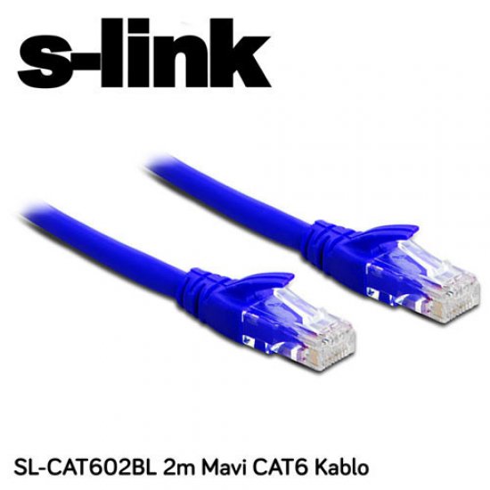 S-LINK SL-CAT602BL Cat6 Utp ( 2 Metre ) Mavi Patch Kablo