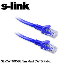 S-LINK SL-CAT605BL Cat6 Utp ( 5 Metre ) Mavi Patch Kablo
