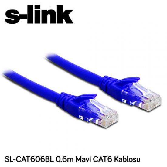 S-LINK SL-CAT606BL Cat6 Utp ( 0.60 Cm ) Mavi Patch Kablo